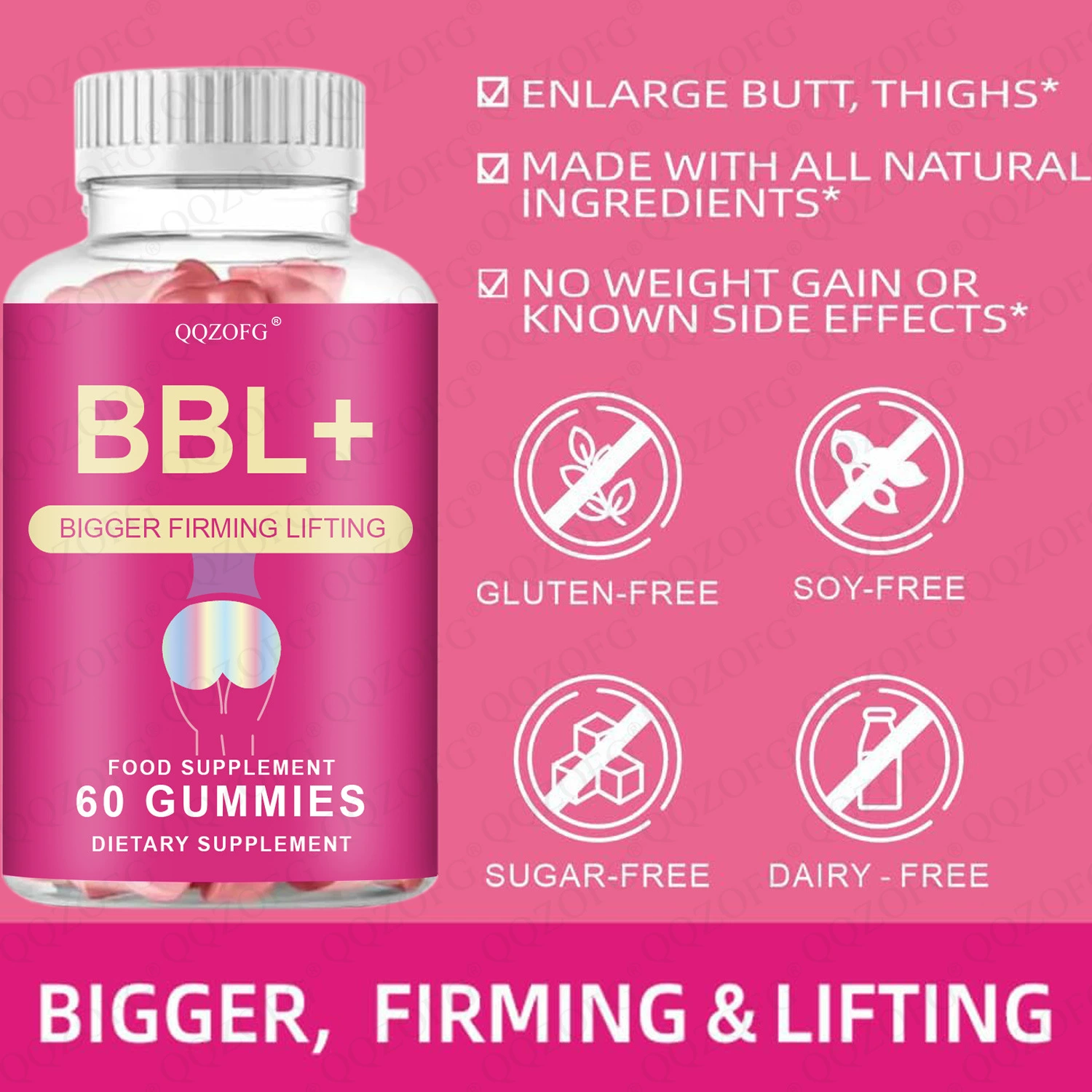 Жевательные конфеты BBL+ для наращивания мышечной массы в бедрах от Amazon, популярный товар в трансграничной электронной коммерции.