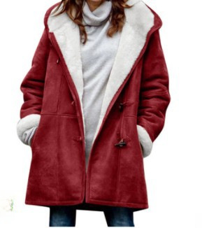 Women's Long Hooded Cardigan Coat, Solid Colour Winter Overcoat_voghion.com
