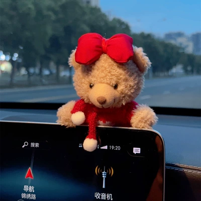 car accessories dress up – Car ornaments - new-year-red-cute-bear-screen-ornaments