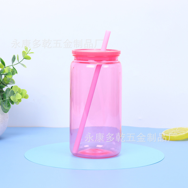 新品16オンスカラープラスチックメイソンカップカラーゼリースノーボールカップストローカップ20オンス二重プラスチックカップ|undefined