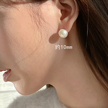 S925银天然淡水珍珠耳钉小众女法式复古温柔耳饰精致轻奢设计耳环