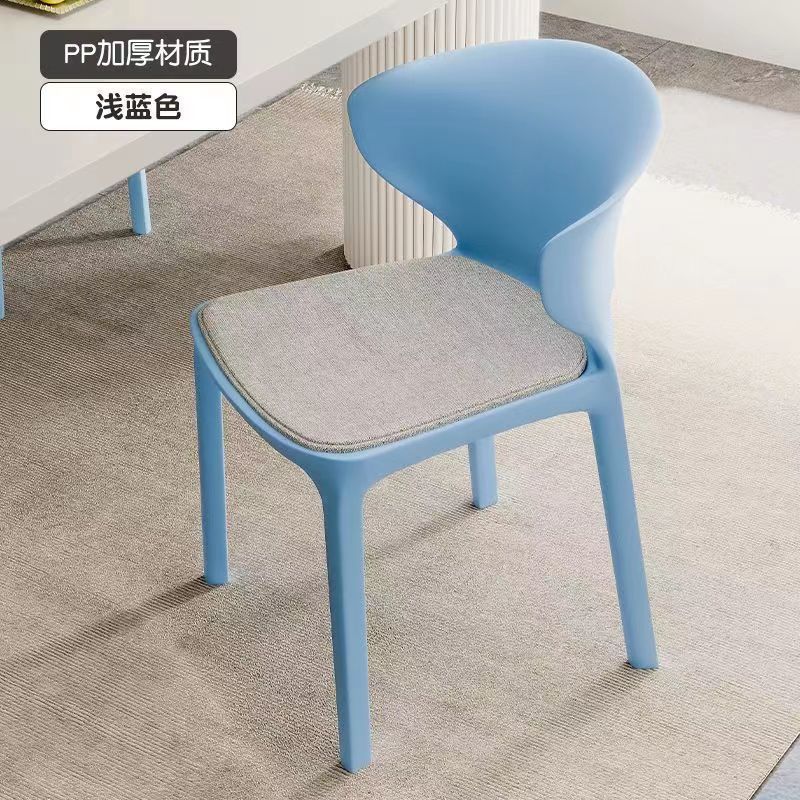 モダンなミニマリストダイニングチェア北欧ホームチェアインターネット有名人のホーンチェアプラスチックレジャーチェア厚みのある大人の背もたれスツール|undefined