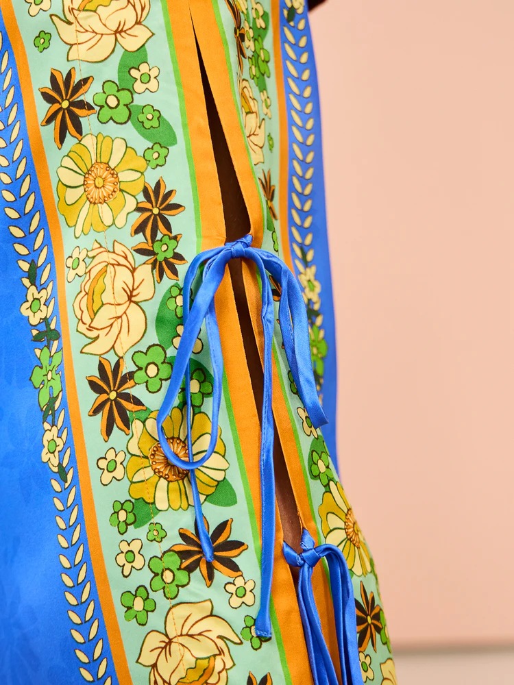 Vintage Style, Ethnic Style Style Holiday Women's Vintage Style Ethnic Style Color Block Flower Polyester Printing Pant Co-ord Set Pants Sets