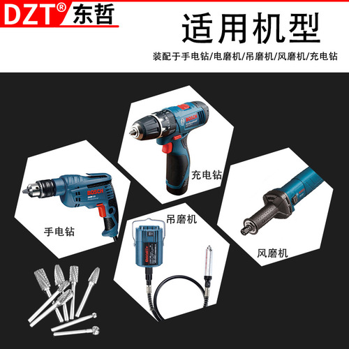 10PC carbide tungsten steel grinding head, woodworking rotary file and milling cutter, electric grinding and air grinding accessory head set