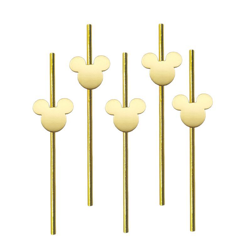 Cross-border Mickey Head Party Paper Pajita de tarjeta Pajita de tarjeta Postre degradable desechable Cocktail Decoration Pajita