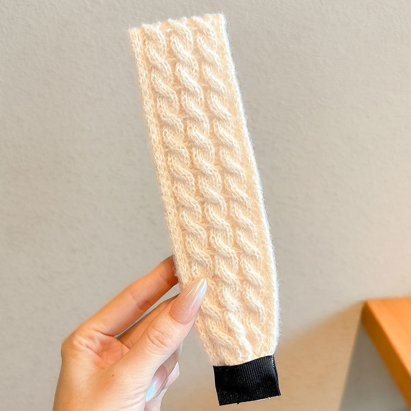 Flor triturada de punto banda de cabello fijación francesa velcro pegatinas para el cabello mujeres no comprimen el cabello lavar la cara banda de cabello tocado