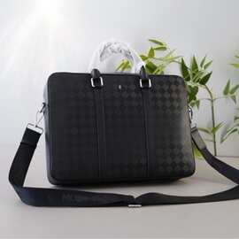 W宝龙手提公文包男商务高级男士真皮编织压格通勤单肩包图片实拍