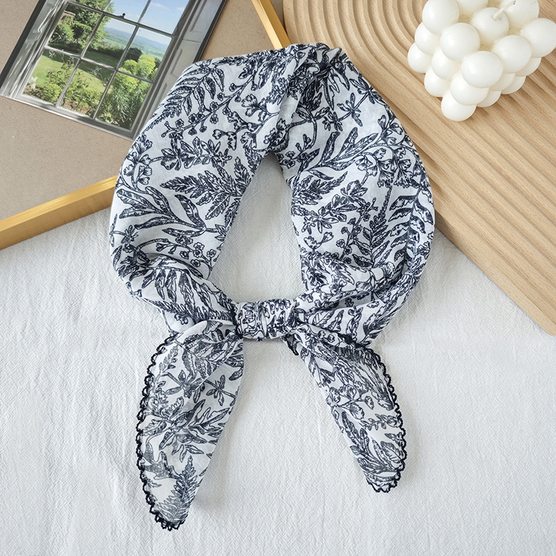 Toalla cuadrada fina de algodón y lino, fresca y transpirable, bufanda de seda pequeña con decoración literaria suave para mujer, bufanda de verano, bufanda pequeña de todo fósforo para mujer