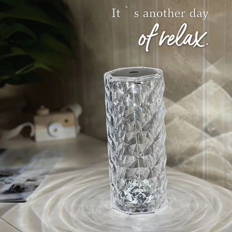 Crystal Rose lamp RGB touch dimming night light petal light shadow rose lamp USB charging bedside table lamp