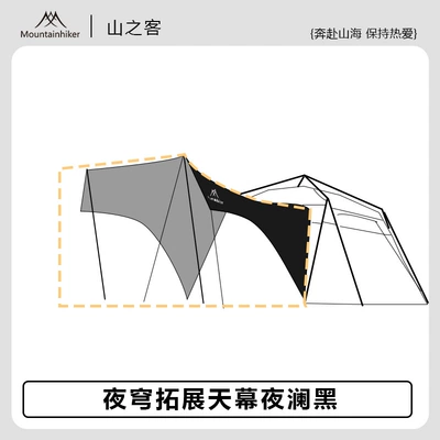 Cloth with Silver Coating, Avtomobil yan çətirləri - night-dome-expands-the-canopy-black-400400210cm
