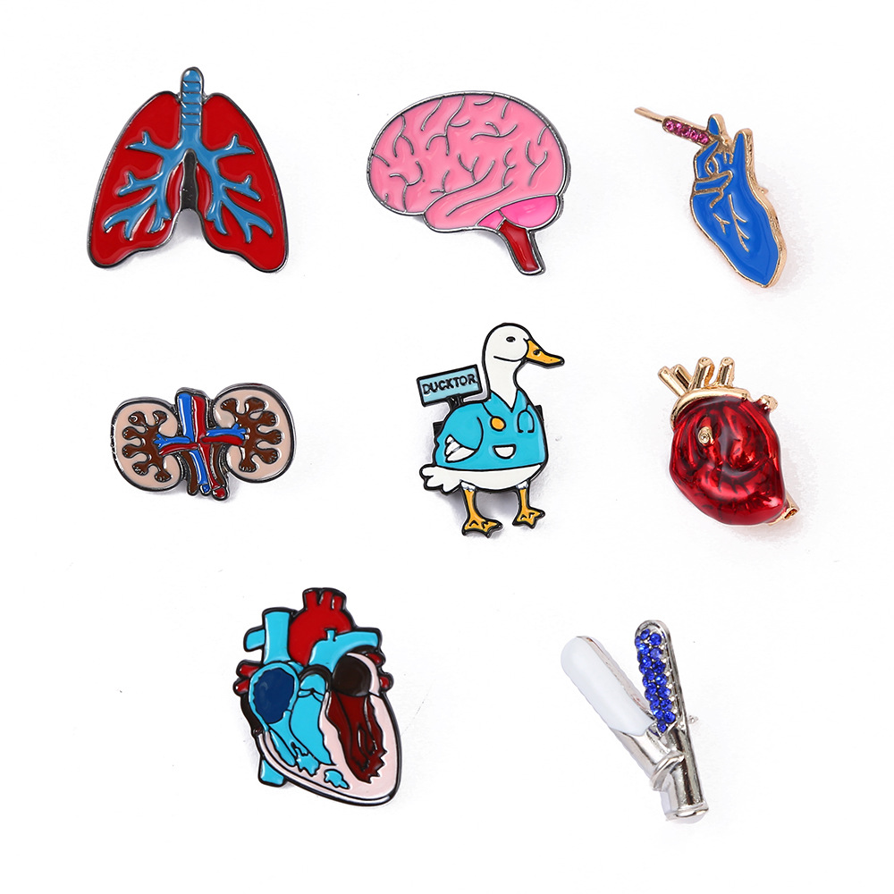new pattern Europe and America Cartoon human body Organ Brooch originality heart brain personality Pin senior A small minority alloy badge
