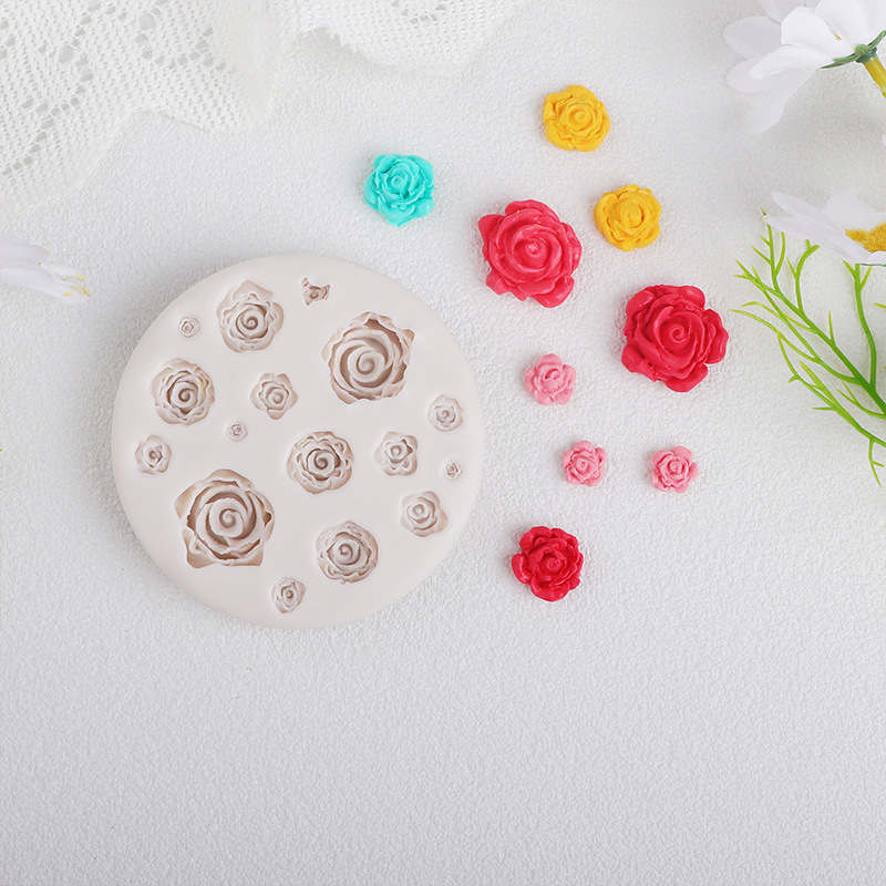 Rosas de hoja de silicona molde de cinta magnética mousse pastel de chocolate aromático decoración accesorios de goteo