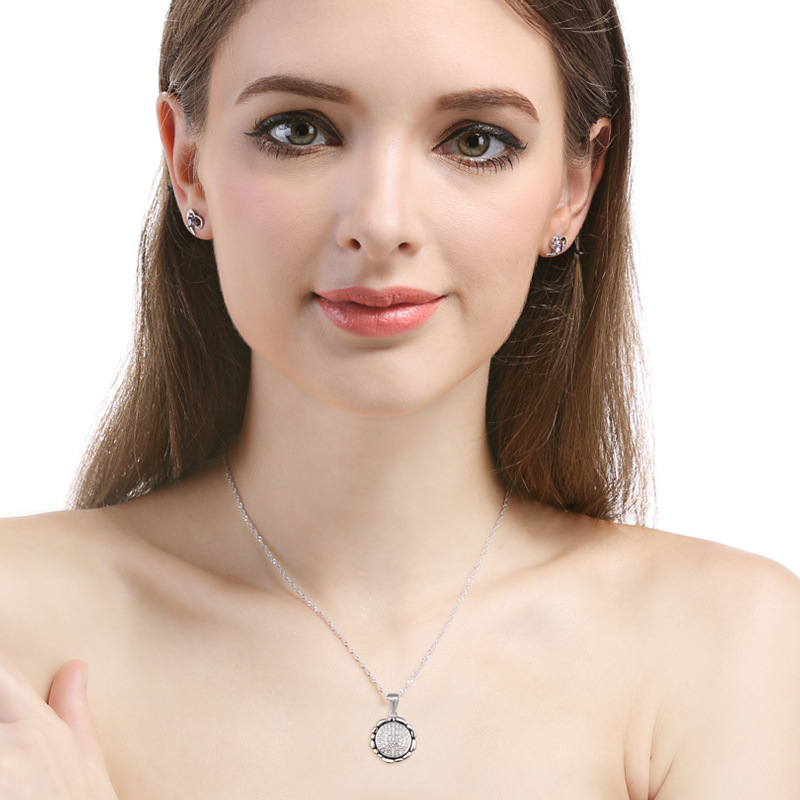 Diamante-incrustado colgante de moda fresca estilo japonés y coreano s925 plata ZIRCON clavícula cadena redonda gota collar de aceite para las mujeres