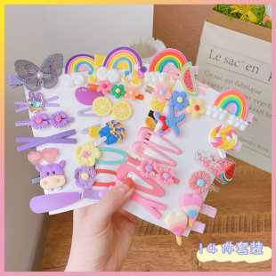 New Children's Hairpin Girls' Hairpin Korean Board Primary School Students' Cute Cartoon Hair Accessories Flower Side Clip Women's Treasure Small Clip