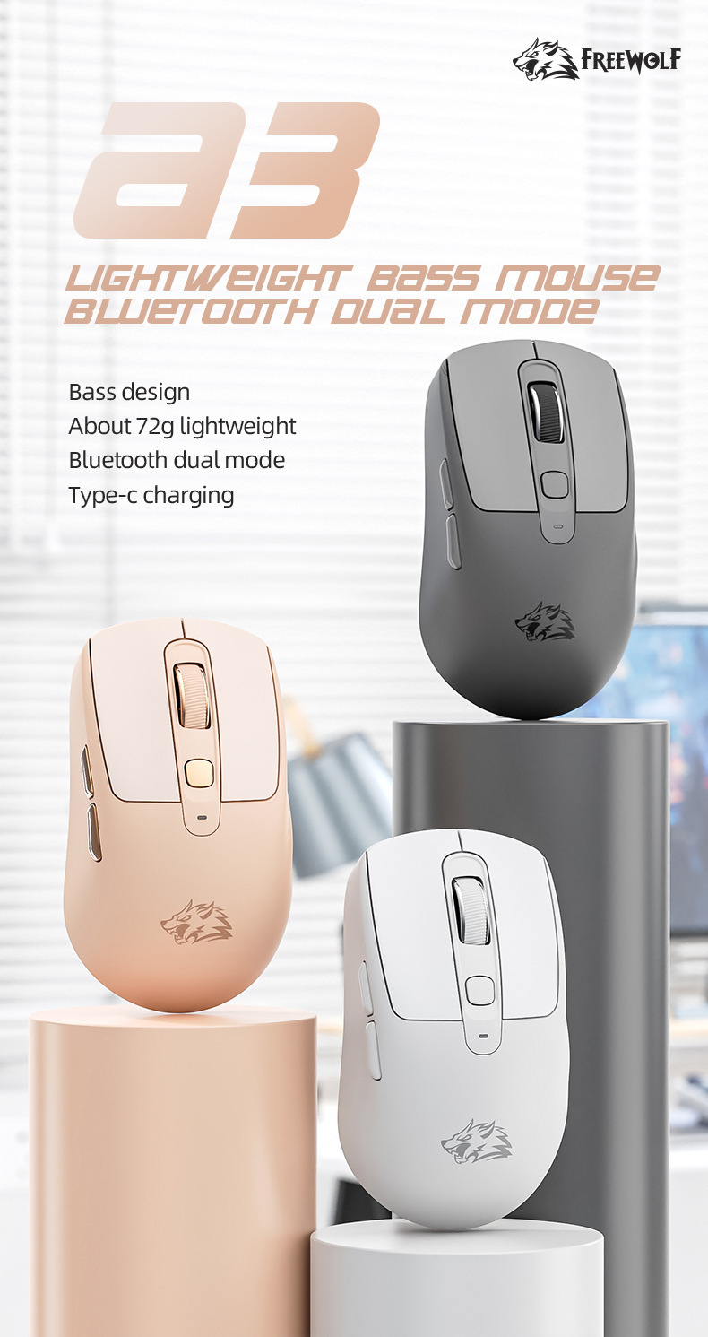 Freewolf a3 mouse wireless bluetooth reîncărcabil pentru pc_voghion.com