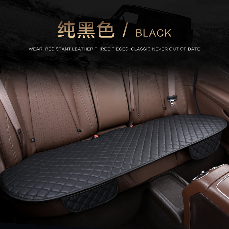 Universal – Seat cushion, seat cover Set - leather-four-point-star-black-rear-row-single-piece
