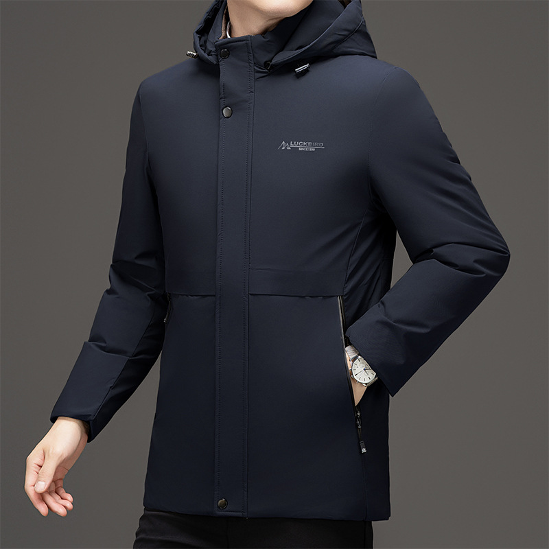 Veste d'hiver décontractée à capuche pour hommes, mi-longue à longue, épaisse et chaude, en coton velours pour papa d'âge moyen et âgé pour hommes_voghion.com