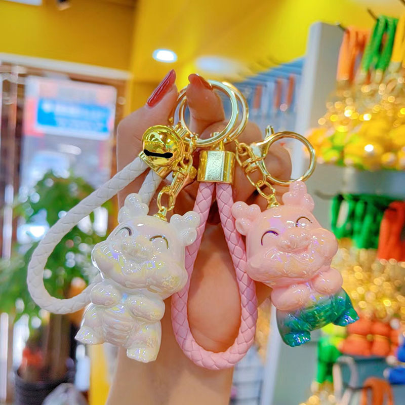 2024 año dragón galvanoplastia colorido dragón llavero adornos pareja llavero bolsa colgante