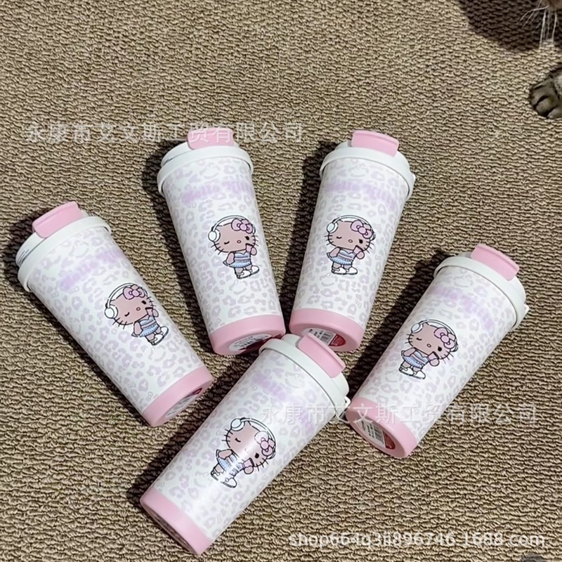 2025新款双饮咖啡杯豹纹车载大容量吸管不锈钢随手保温杯厂家直销|undefined