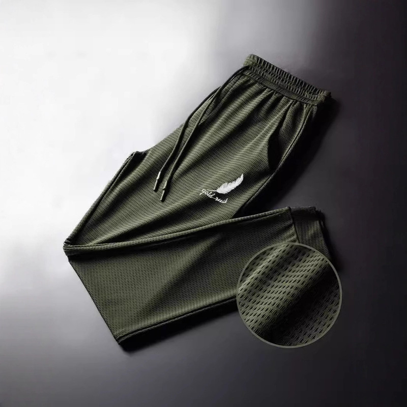 Men's Summer Thin Jogger Pants, Quick-Dry Breathable Ice Silk Mesh Elastic Five-Point Air Conditioning Pants, Loose Fit for Fitness and Casual Wear Men's Summer Thin Jogger Pants, Quick-Dry Breathable Ice Silk Mesh Elastic Five-Point Air Conditioning Pants, Loose Fit for Fitness and Casual Wear