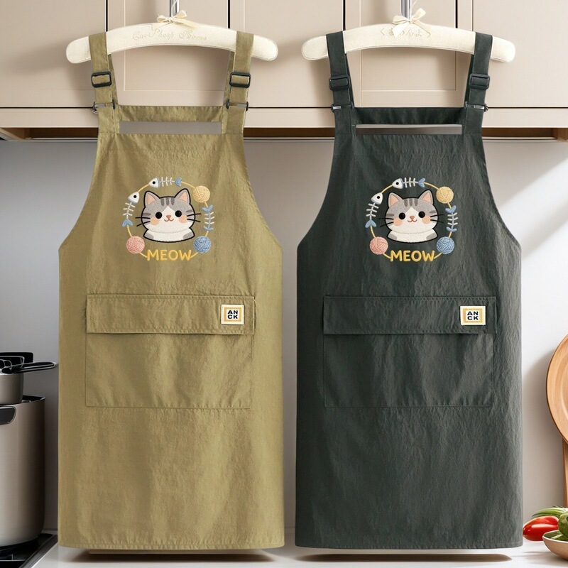 Customized Apron, New Fashion Style, Cartoon Design, High Aesthetic Appeal, Women's Apron for Cooking, Stain-Resistant, Household Anti-Dirt Coverall, Workwear