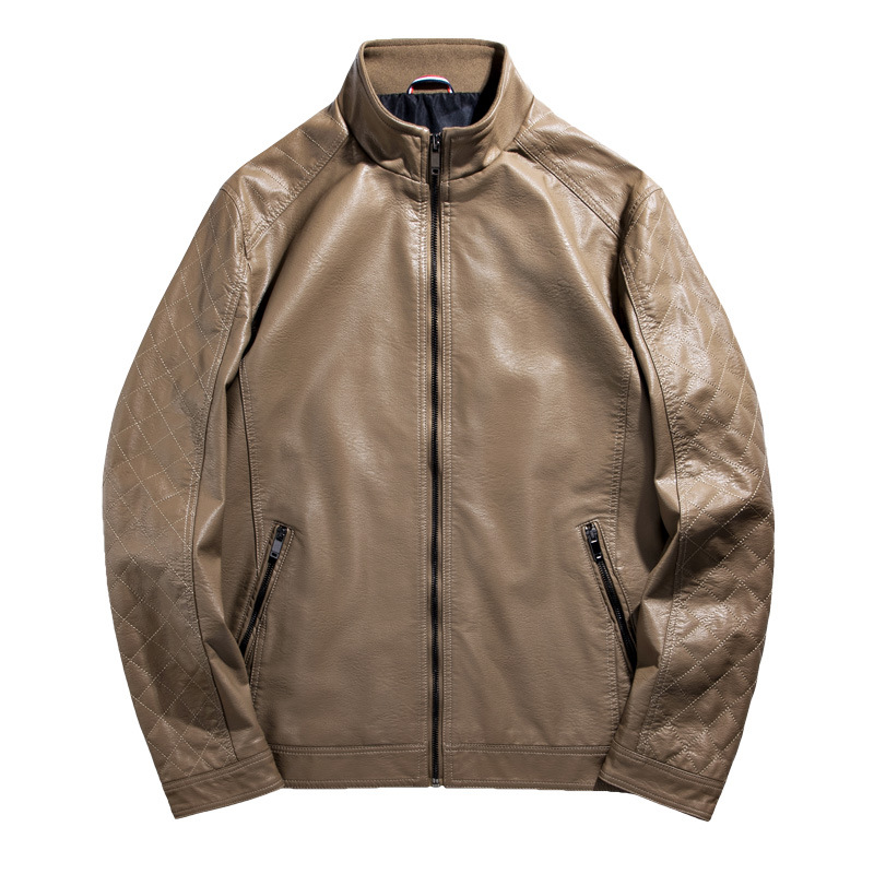 Men's Clothing baseball collar leather jacket men's trendy brand flight suit spring and autumn handsome casual leather jacket men's_voghion.com