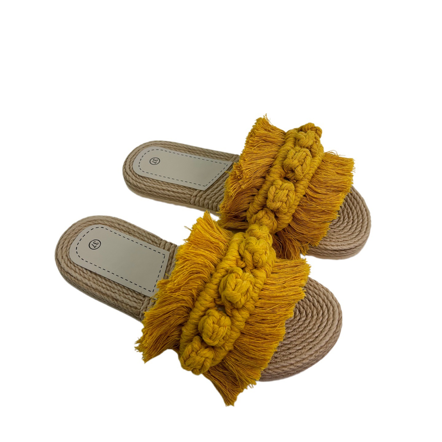 Cordón de algodón tejido a mano con bordas zapatos de mujer de moda de verano zapatos de vacaciones antideslizantes zapatillas de talón plano resistentes al desgaste