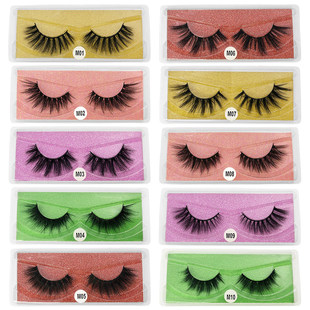 M10 curling 3d false eyelashes 1 pair of natural thick eyelashes beauty tools color multi-color mixed eyelashes