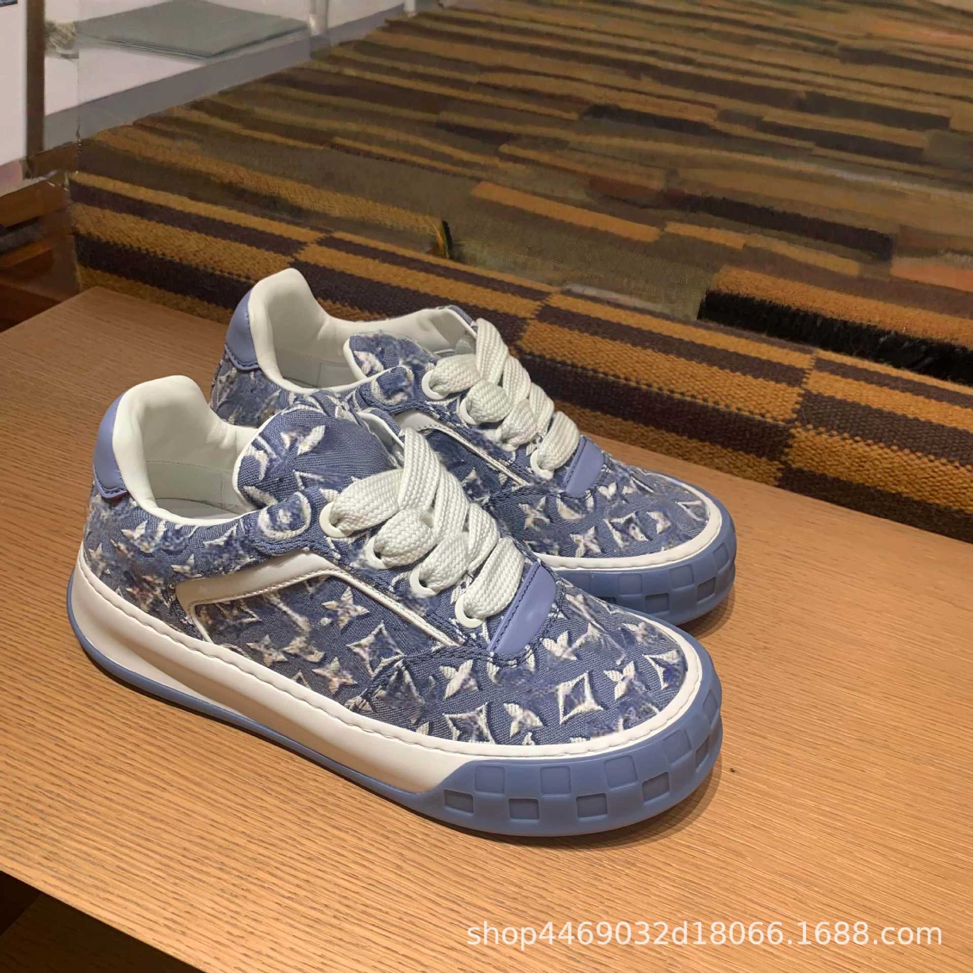 Putian High-End Version Lv-Style Tilted Sneaker Shoes, Genuine Leather Sneakers with Thick Soles, Height-Increasing Sports Casual Shoes for Men and Women Couples