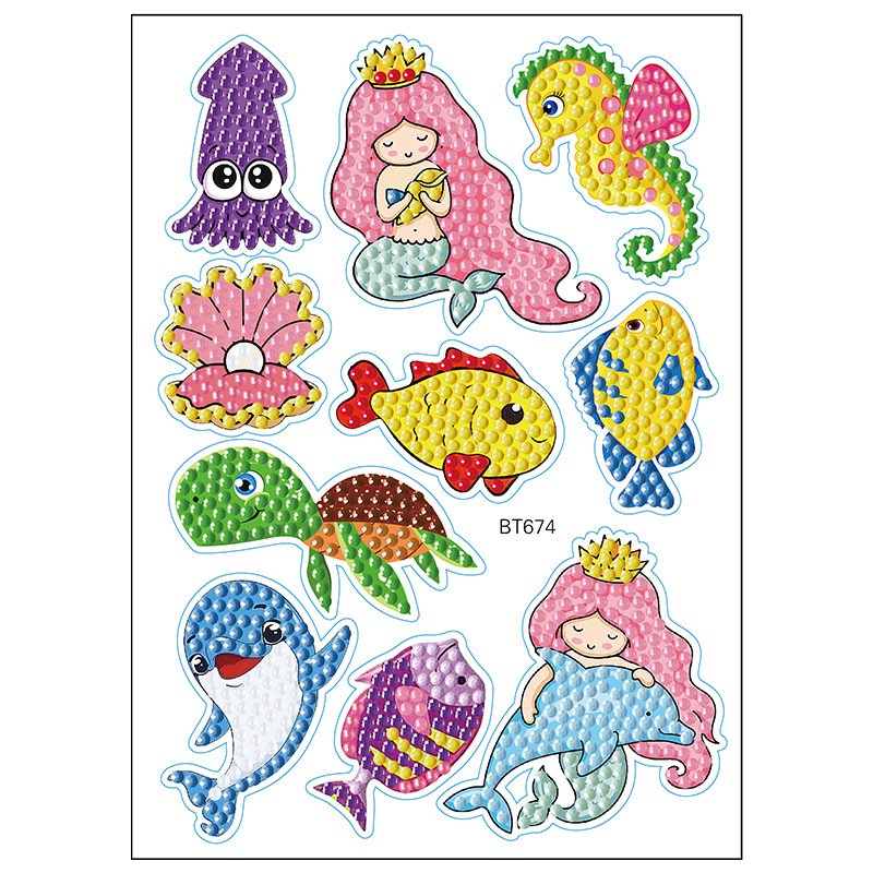 Nuevos pegatinas de taza de agua transfronterizas para niños dibujos de diamantes aleatorios pegatinas hechas a mano diy pegatinas de diamantes unicornios de dibujos animados mayorista