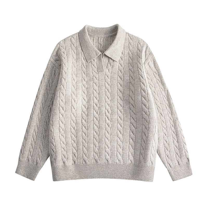 老钱风肌理感POLO领毛衣男复古cleanfit百搭休闲针织上衣，男装针织衫/毛衣，星座614