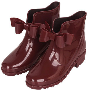 Cross-border wholesale women's rain boots fashion South Korea tube non-slip waterproof shoes women's water boots cute short bow rain boots