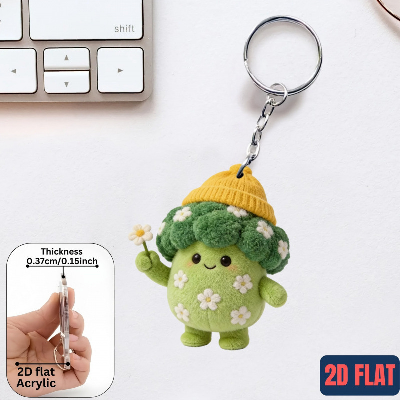 Colgante adornos lindos llaver verduras de brócoli transfronterizos 2D diseño gráfico acrílico adornos de automóviles fijos