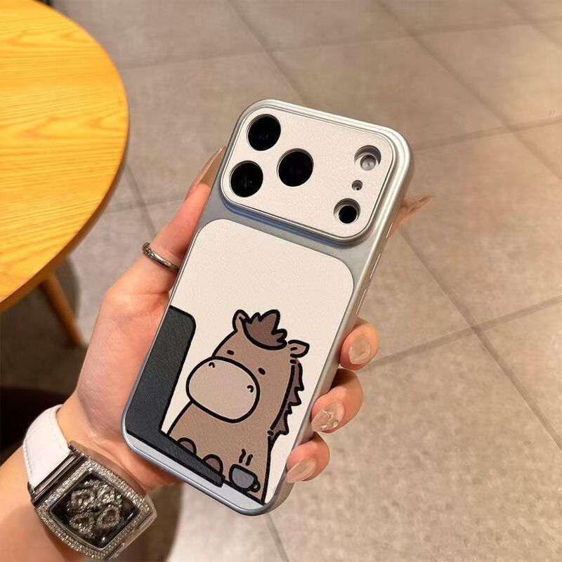 Brown Horse Design Suitable for Work, Instantly Transforms into Apple 1716 Leather Phone Case, iPhone 15 Stylish 13 Pro Max Anti-Drop 14