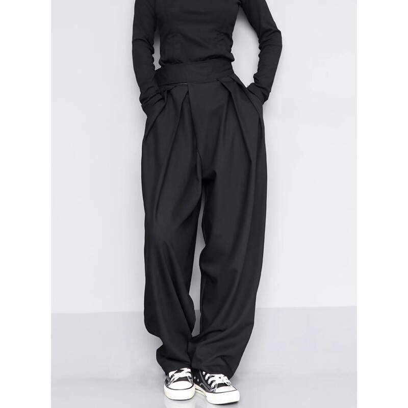 Yamamoto Style Dark Design Sense Loose Velcro Suit Pants Wide-leg Slimming All-match Men's and Women's Casual Pants Trendy Yamamoto Style Dark Design Sense Loose Velcro Suit Pants Wide-leg Slimming All-match Men's and Women's Casual Pants Trendy