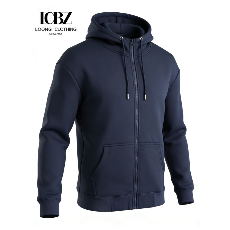 Wholesale Plus-Size Men's Solid Color Sportswear Basic Full-Zip Hoodie