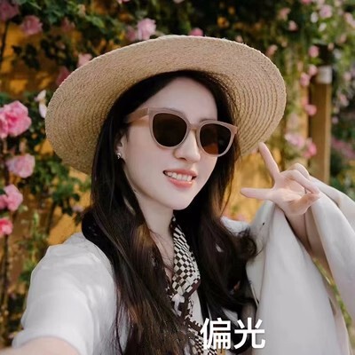 Xu Hongdou's same style sun protection UV small round white sunglasses for women with trendy square round faces and slimming sunglasses for women driving
