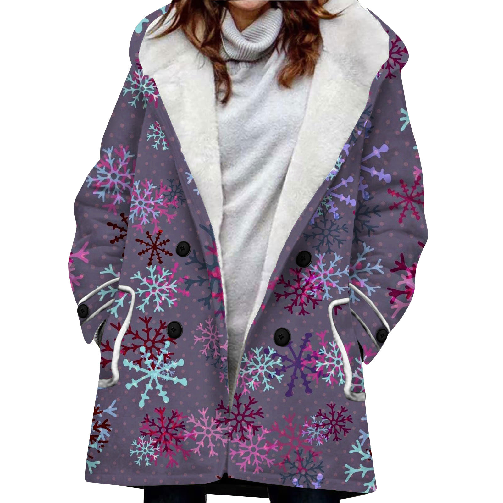 European and American Style Cross-Border Hot-Selling 2023 New Women's Windbreaker Winter Thickeneded 3D Snowflake Printed Hooded Coat Wholesale