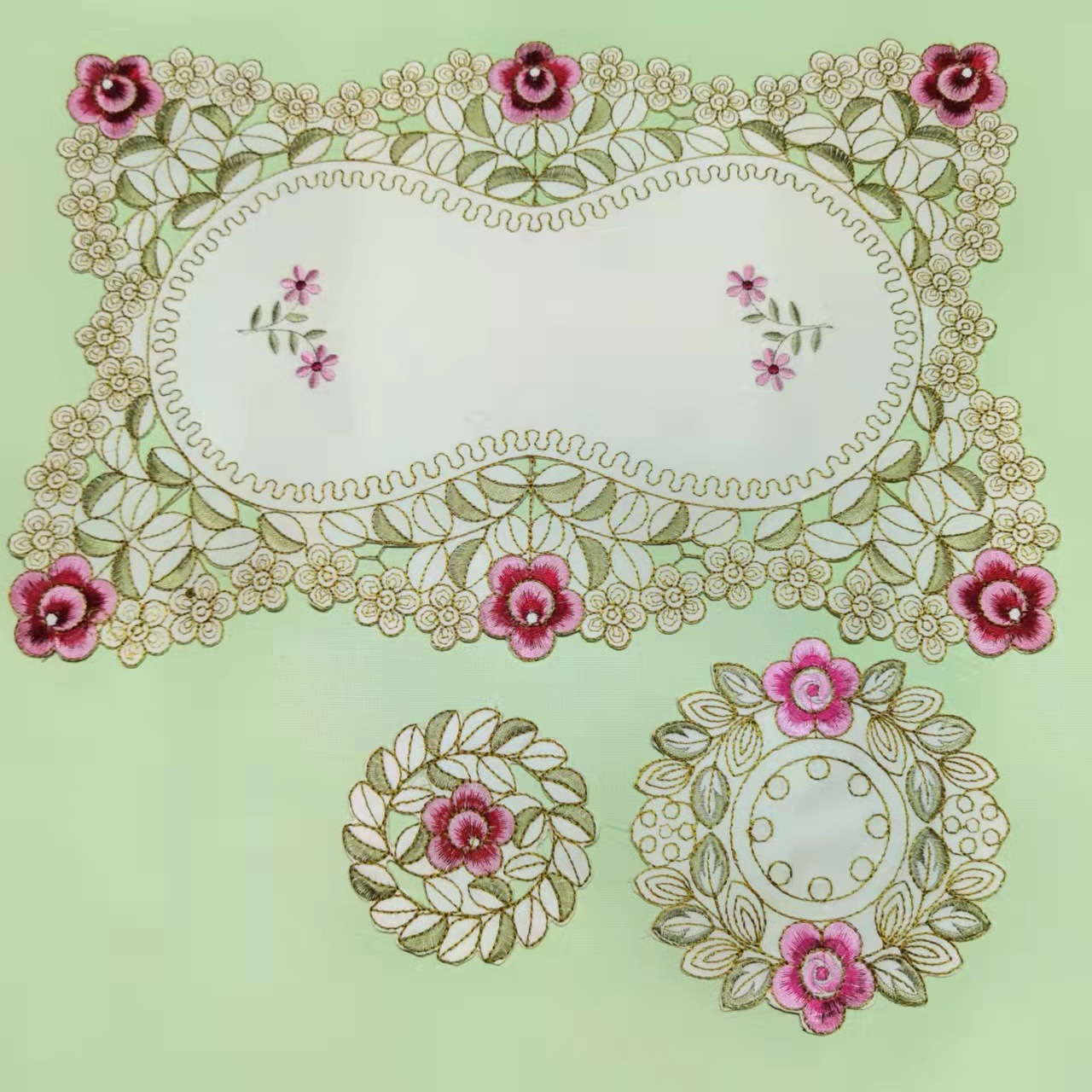 국경 간 수출 및 대외 무역 유럽식 목가적 자수 서양 식품 매트 테이블 매트 플레이트 매트 패브릭 식품 매트 단열 매트 아마존