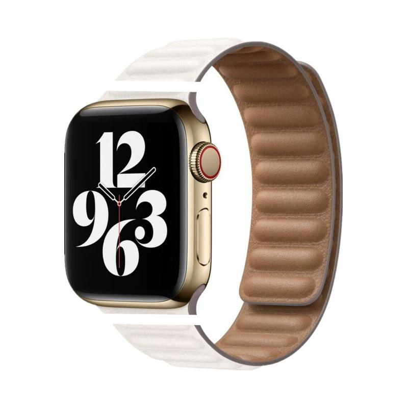Магнитный ремешок для часов (Apple) PG5 — кожаный магнитный, клетчатый/джинсовый, 38–49 мм