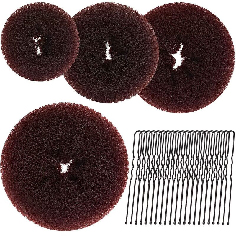 Amazonベストセラー日本と韓国のヘアアクセサリードーナツU字型クリップ高弾性ゴムバンドヘアアクセサリーセットボールヘアセット|undefined