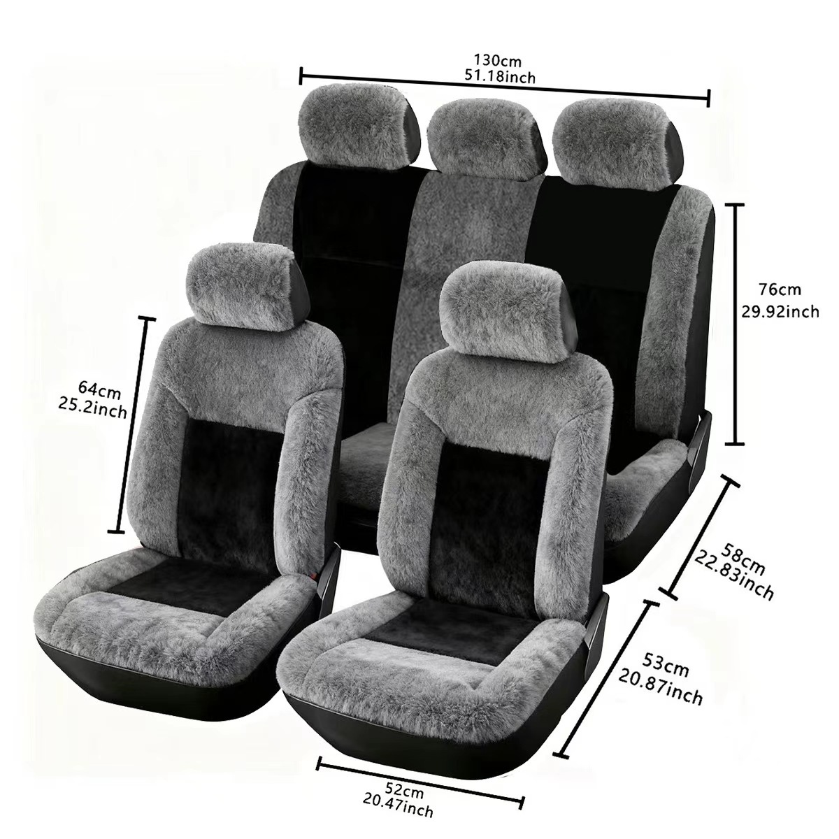 Invierno negro-medio de color de peluche cubierta de asiento de automóvil calentamiento cojín de asiento universal cubierta de asiento de automóvil image 5