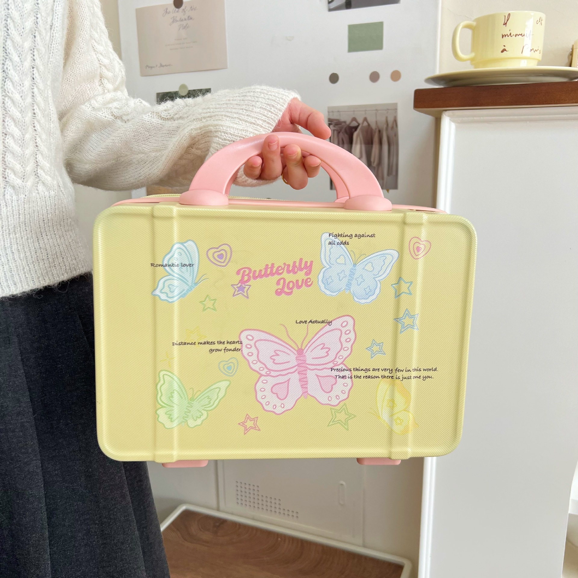 Nueva caja de cosméticos de equipaje portátil de 14 pulgadas caja de regalo de boda pequeña caja de almacenamiento mini logotipo imprimible