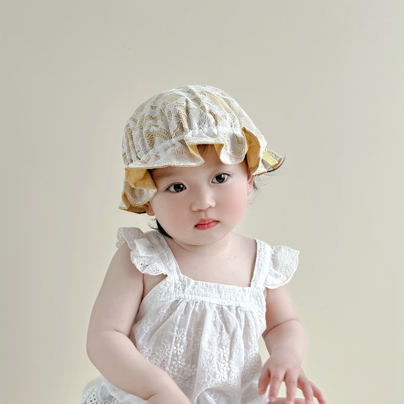 Sombrero de bebé primavera y otoño gorra dulce bebé gorra delgada gorra de pescador bebé gorra de princesa viajar marea solar