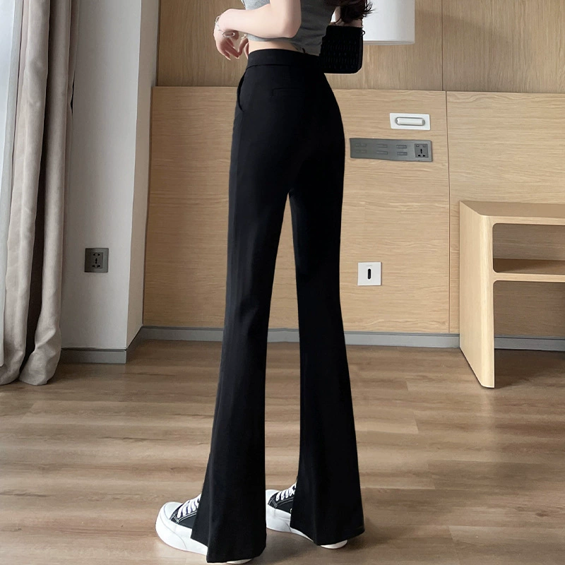 Брюки с высокой талией зауженные к низу, черные, легкая летняя ткань, плюс размеры S–4XL