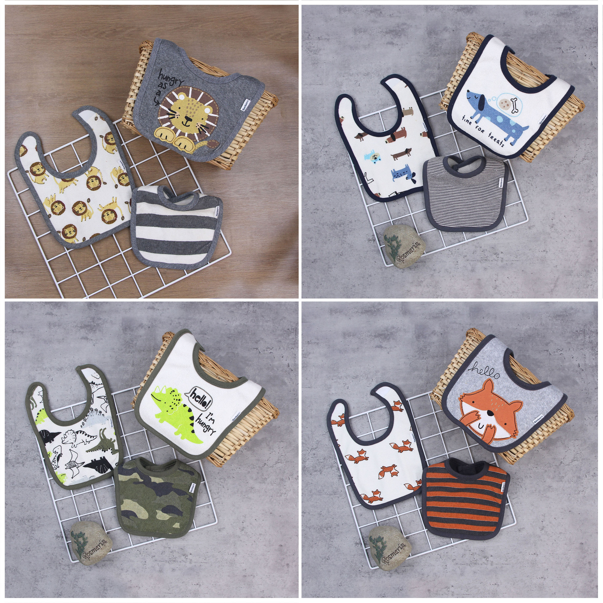 Baby toallas de saliva de algodón toallas de bebés absorción de agua baby cute anti-vomit leche de dibujos animados transpirables comercio exterior buckle