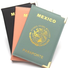 新款墨西哥护照夹金色金属铜角机票夹皮革简易薄款便携护照本套包