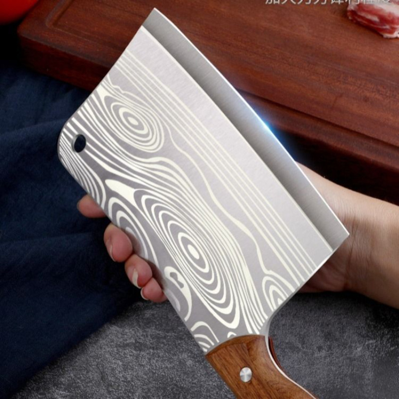 Cuchillo de cocina láser cuchillo de acero inoxidable cuchillo de hueso cortar y cortar cocina cuchillo doble engrosar cuchillo de hueso cuchillo de corte de carne