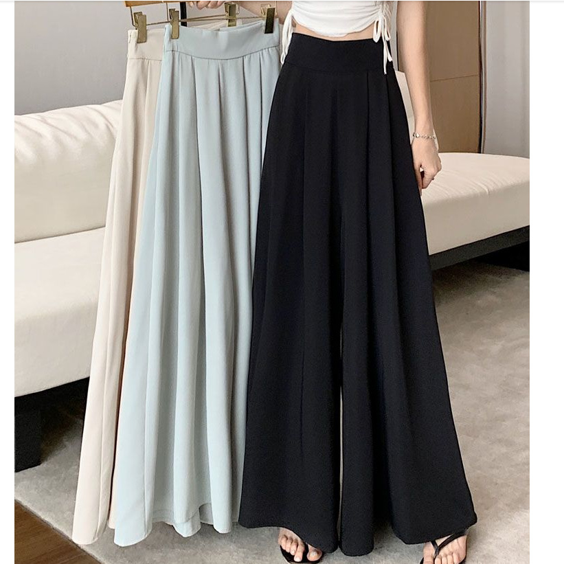 高级感超宽松阔腿裤裙女夏季春秋薄款休闲西装裤垂感大摆拖地长裤