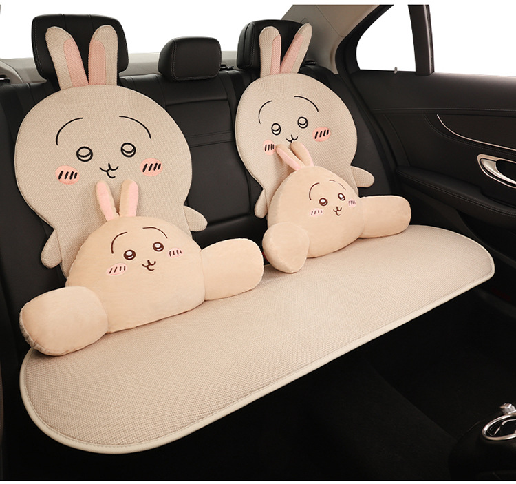 Car seat cushion made of linen, Usagi, Chiikawa, Hachiware, suitable for all seasons, cute cartoon design for girls
